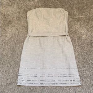 Shimmer Linen Strapless Cocktail Dress